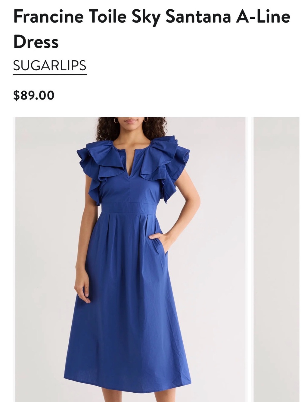Sugarlips Francine Toilé Sky Santana Midi Dress in Sky Blue